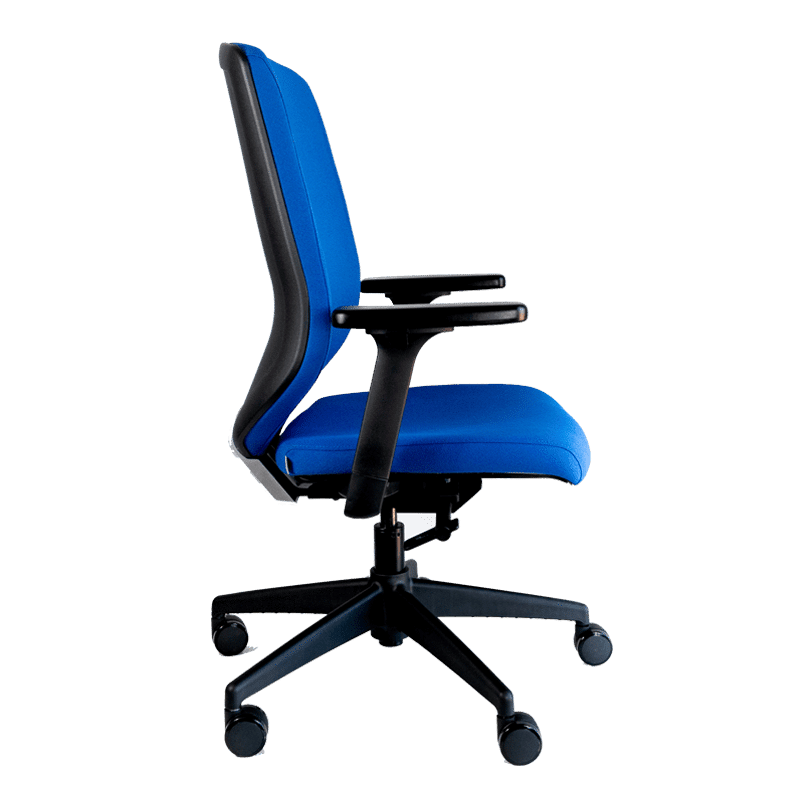 Silla operativo RE-2021 en tela azul con cabecera tapizada