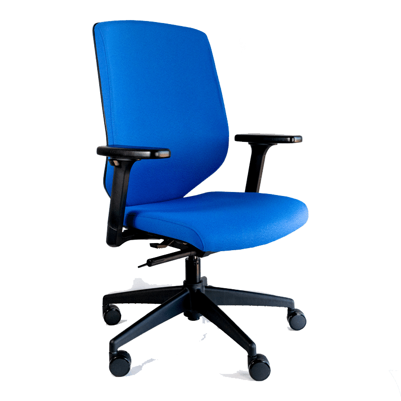 Silla operativo RE-2021 en tela azul con cabecera tapizada