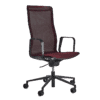 Silla Rail en color rojo con respaldo de mesh elástica y base de cinco puntas