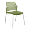 Silla de visita Rewind con respaldo en polipropileno, asiento en tela y estructura cromada