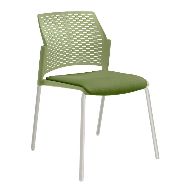 Silla de visita Rewind con respaldo en polipropileno, asiento en tela y estructura cromada