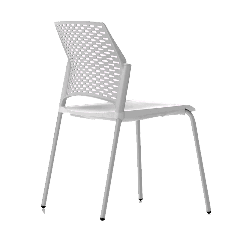 Silla de visita rewind blanco de polipropileno con estructura gris de cuatro patas