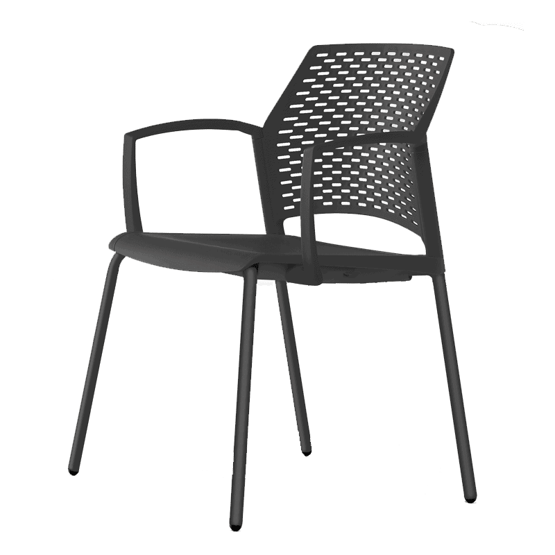 Silla de visita Rewind color negro con estructura negra de cuatro patas