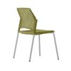 Silla de visita rewind verde de polipropileno con estructura gris de cuatro patas