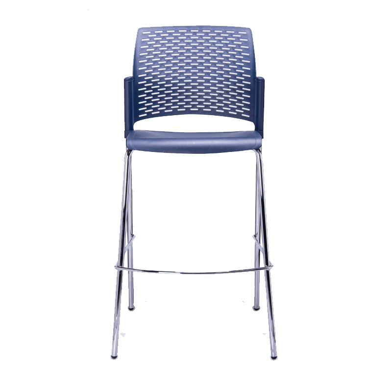 Banco de visita Rewind color azul con estructura cromada de cuatro patas