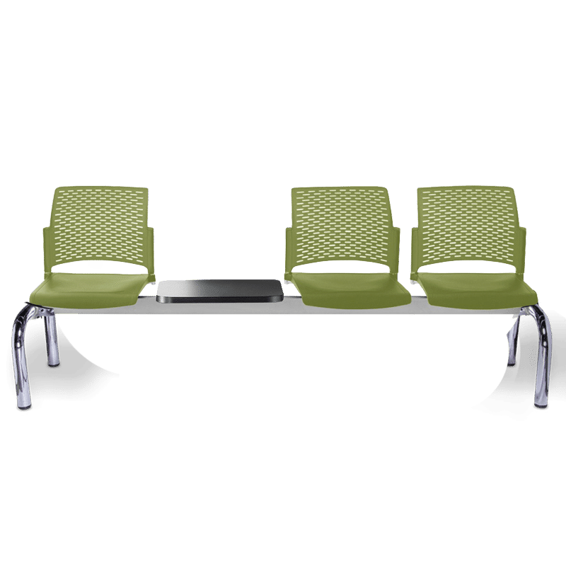 Banca Rewind verde de 4 plazas con mesa y estructura cromada