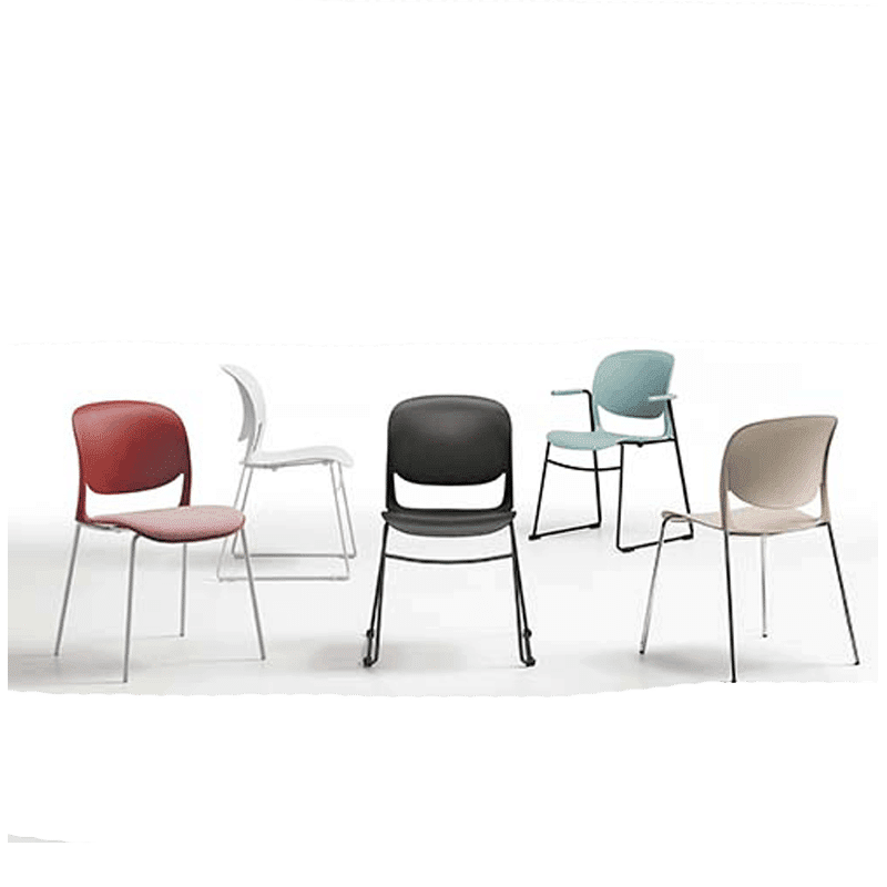 Silla de visita RE-614 multifuncional de 4 puntos en polipropileno color blanco