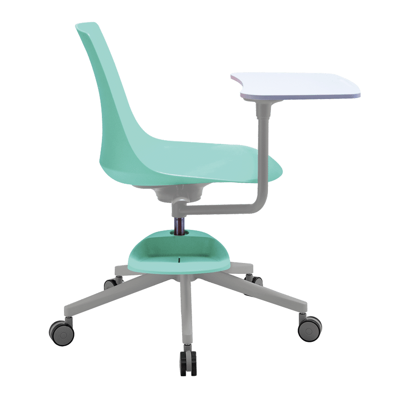 Pupitre giratorio KLC en polipropileno gris con paleta giratoria y base de 5 puntas con rodajas