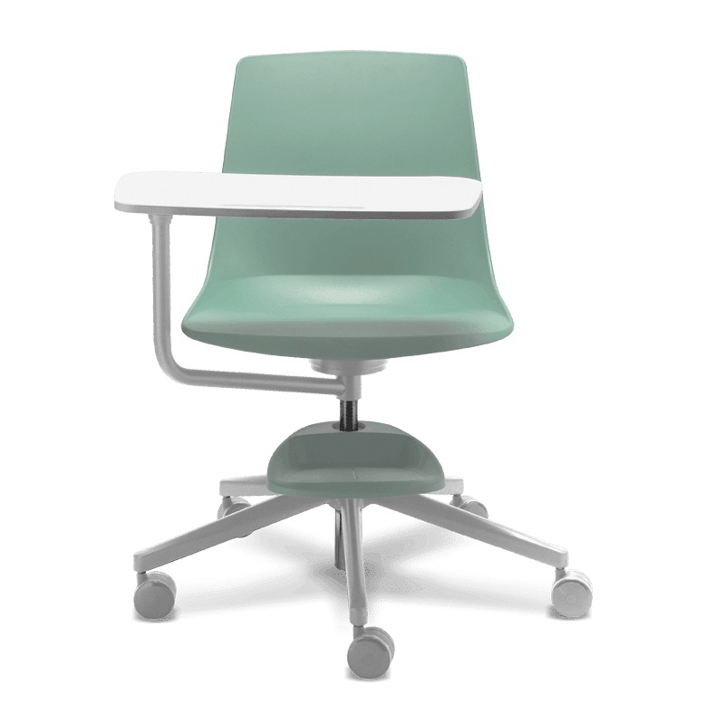 Pupitre giratorio KLC en polipropileno gris con paleta giratoria y base de 5 puntas con rodajas