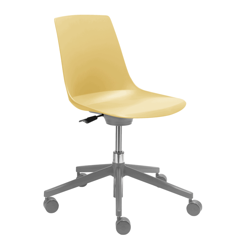 Silla giratoria RE-721 en polipropileno gris con paleta giratoria y base de 5 puntas