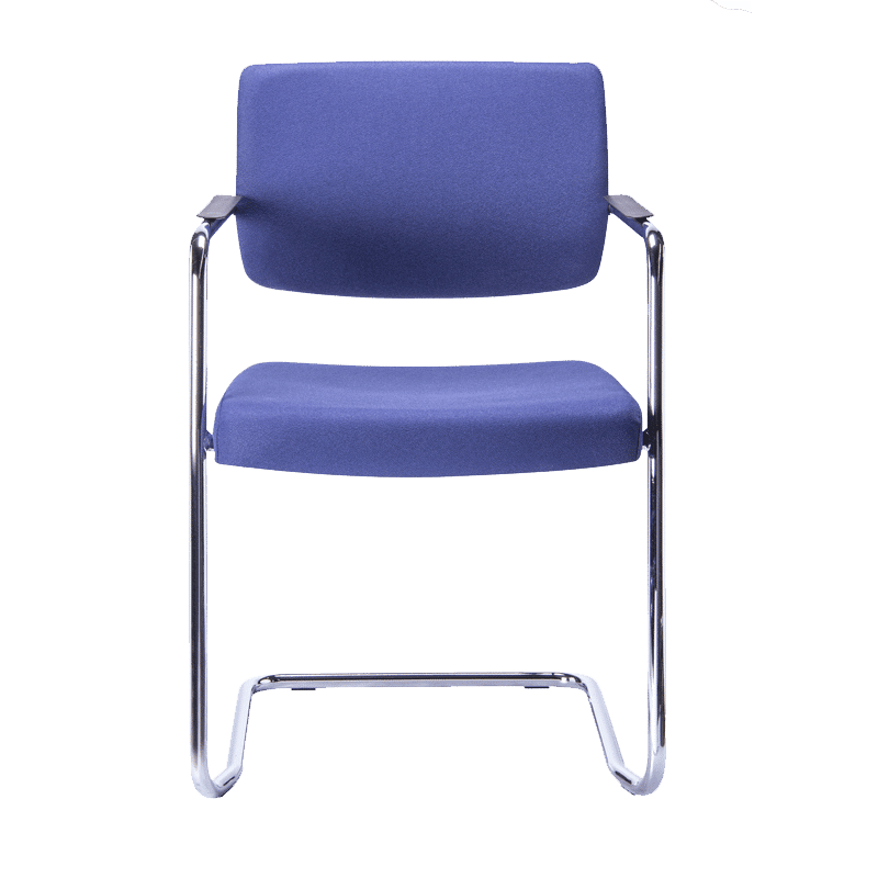 Silla de visita Cool de polipropileno RE-780 con asiento en tela, brazos con coderas y base trineo cromada