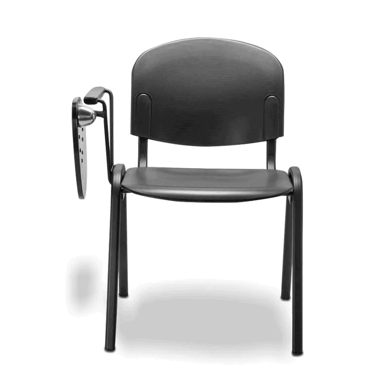 Mesabanco italiano de polipropileno negro con paleta abatible y estructura de acero tubular