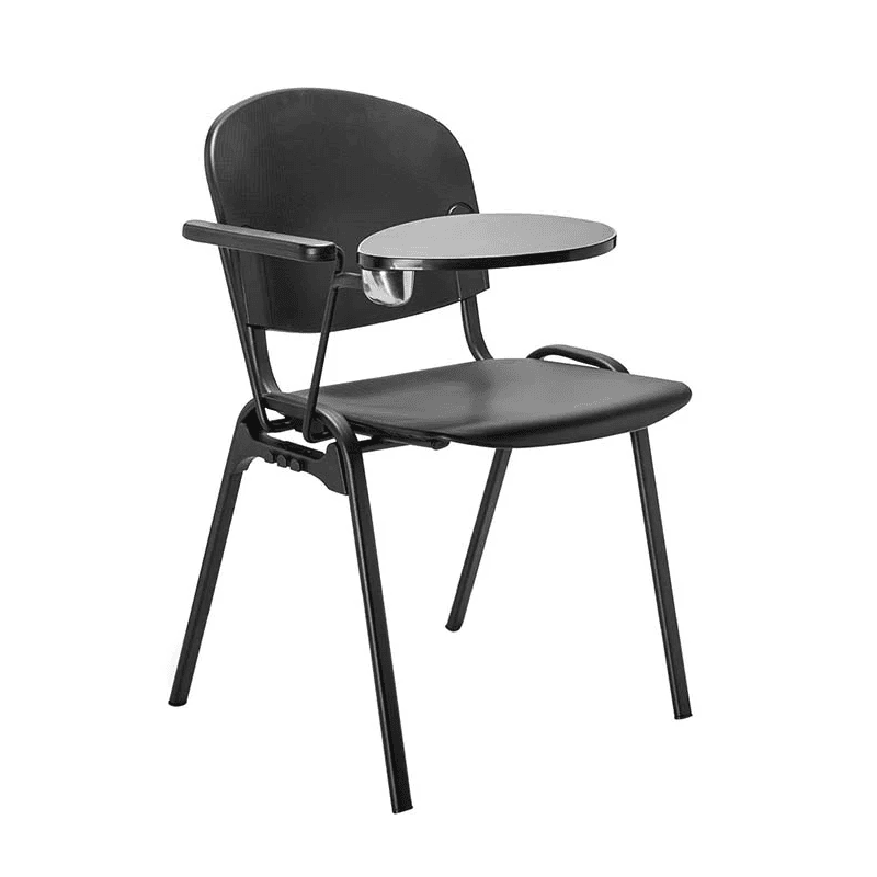Mesabanco italiano de polipropileno negro con paleta abatible y estructura de acero tubular