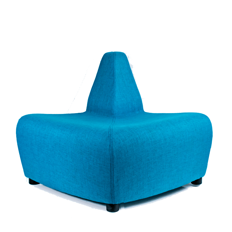 Sillón modular Stella esquinero con respaldo en tela turquesa, modelo STE-06