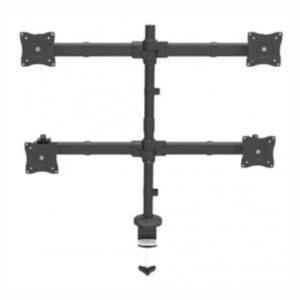 Soporte de brazo articulado Redleaf negro para cuatro monitores de 13 a 27 pulgadas con base de sobremesa