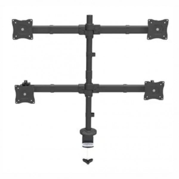 Soporte de brazo articulado Redleaf negro para cuatro monitores de 13 a 27 pulgadas con base de sobremesa