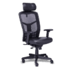 Silla ejecutiva rp-4500 con cabecera, asiento en piel y respaldo en mesh negro