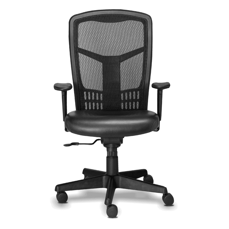 Silla operativa rp-4501 con asiento en piel y respaldo mesh negro