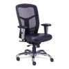 Silla operativa rp-4601 con asiento en piel, respaldo mesh y base trineo cromada