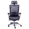 Silla ejecutiva Dynamic con cabecera, respaldo de mesh y detalles en piel, con base de cinco puntas