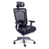 Silla ejecutiva Dynamic con cabecera, respaldo de mesh y detalles en piel, con base de cinco puntas