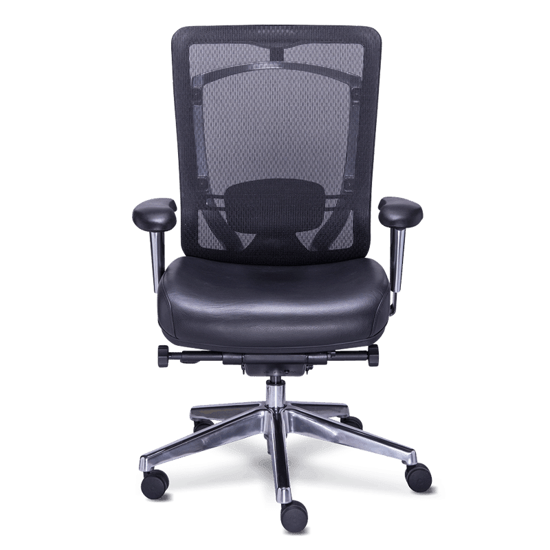 Silla operativa dynamic piel con asiento en piel negra y respaldo mesh negro