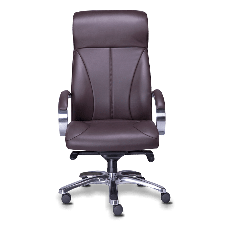 Silla ejecutiva rp-8000 cf en símil piel café con estructura cromada y cabecera integrada