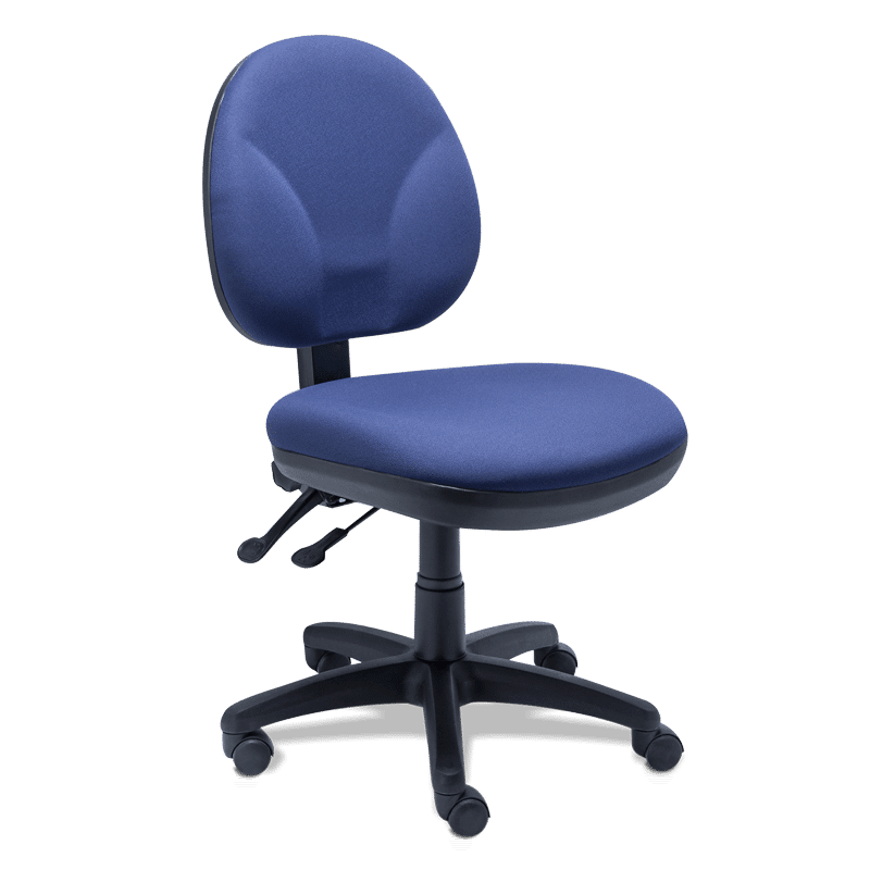 Silla operativa RS-550 tapizada en tela azul con base de 5 puntas y rodajas