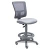Silla cajero quadra tela gris con respaldo mesh y aro de nylon descansapiés