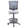 Silla cajero quadra tela gris con respaldo mesh y aro de nylon descansapiés