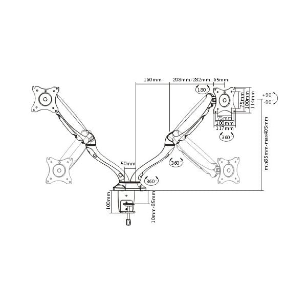 Soporte de brazo articulado doble Redleaf para monitores LED de 13 a 27 pulgadas