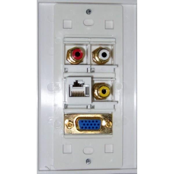 Caja plástica wall plate Redleaf RLWP11 con conectores VGA, RJ-45 y 3-RCA